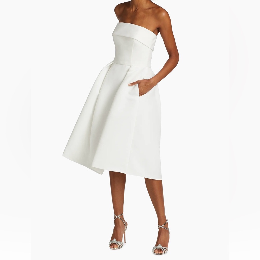 Amsale Faille Fit-&-Flare Midi-Dress